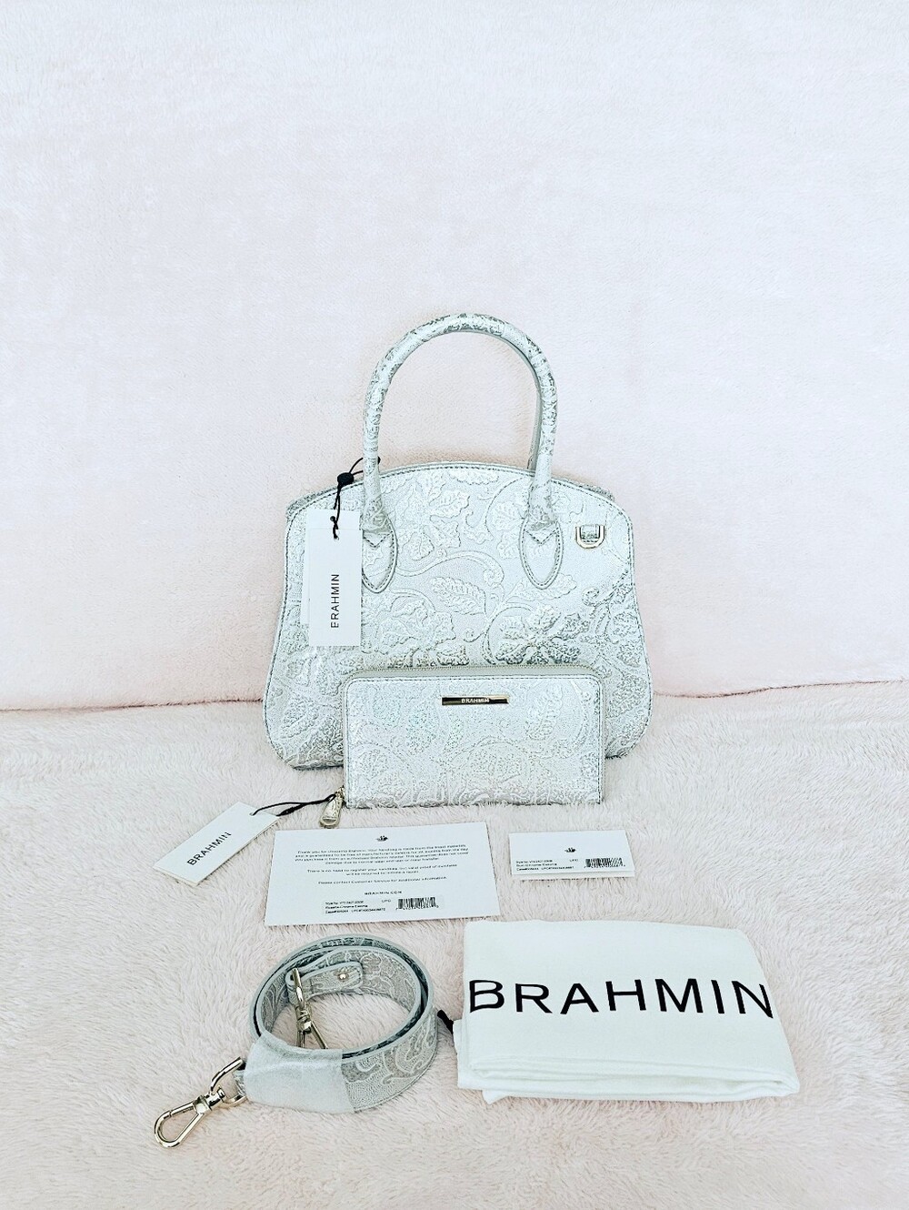 NWT Brahmin CHROME ESTONIA Rosetta w/Suri Wallet